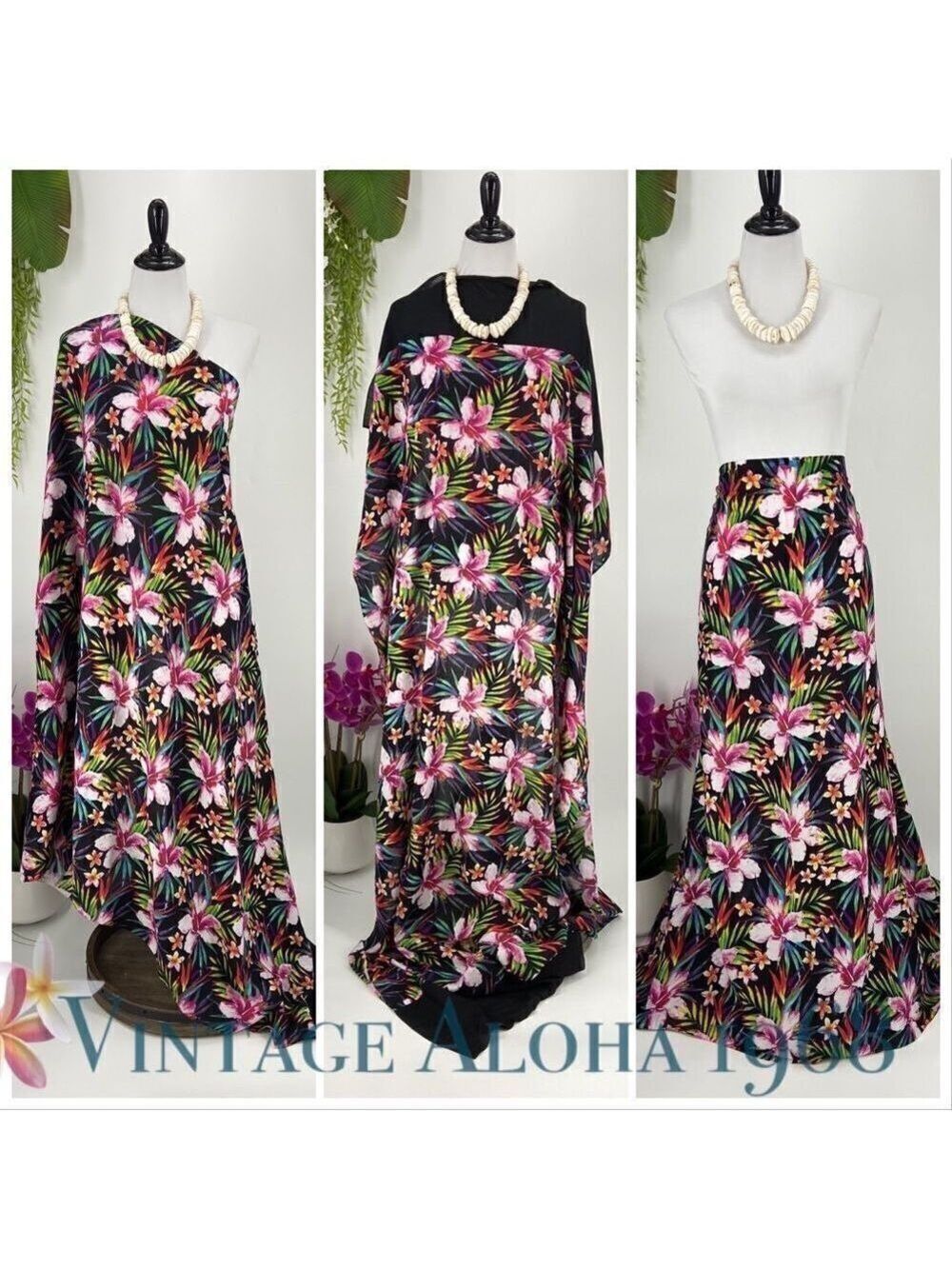 Black/Rainbow Hibiscus Plumeria Palm SARONG Pareo Beach Wrap Skirt Summer Scarf
